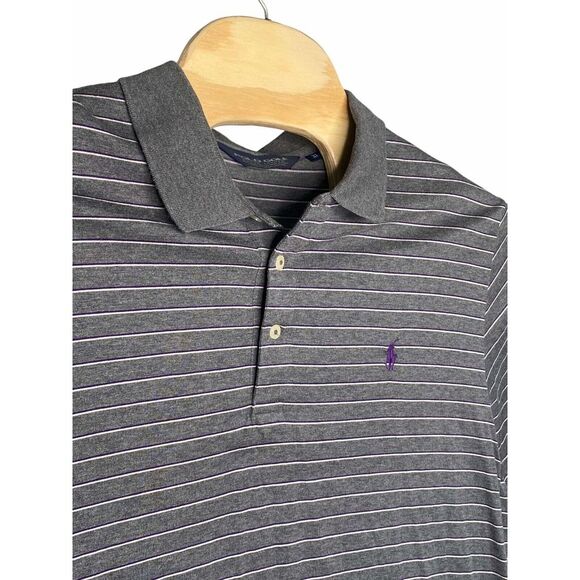 Ralph Lauren Polo Golf shirt men's size XL gray purple striped short sleeve - Picture 2 of 5